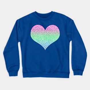 Ombré polysexuality colours and white swirls doodles heart Crewneck Sweatshirt